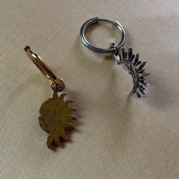 Bohemian sun and moon earrings M6 - Picture 5 of 5
